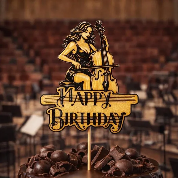 Топер за торта чело Happy Birthday — за музиканти