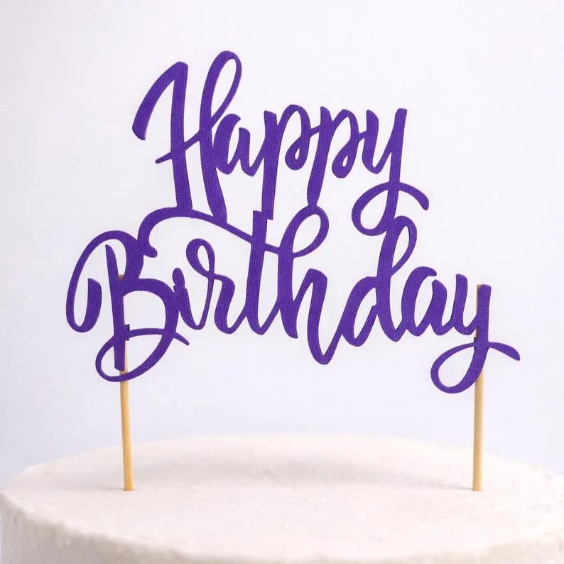 Топер за торта „Happy Birthday“ — модерен минималистичен