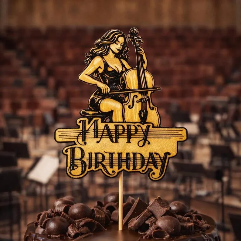 Топер за торта чело Happy Birthday — за музиканти