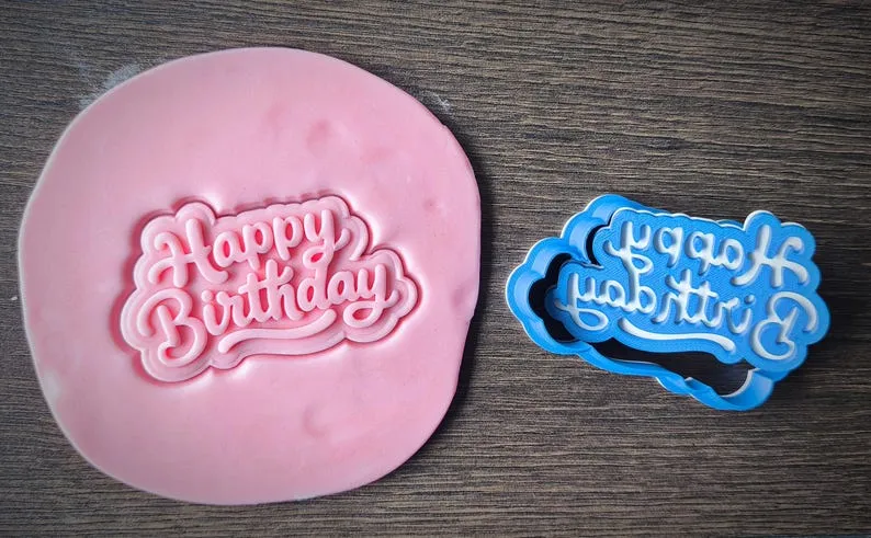 Формичка и ембосер „Happy Birthday“ — ръкописен