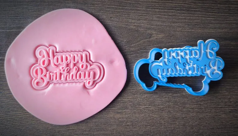 Формичка и ембосер Happy Birthday — ръкописен надпис