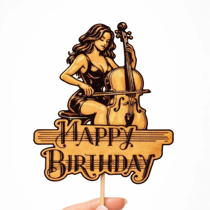 Топер за торта чело Happy Birthday — за музиканти